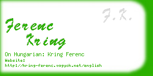 ferenc kring business card